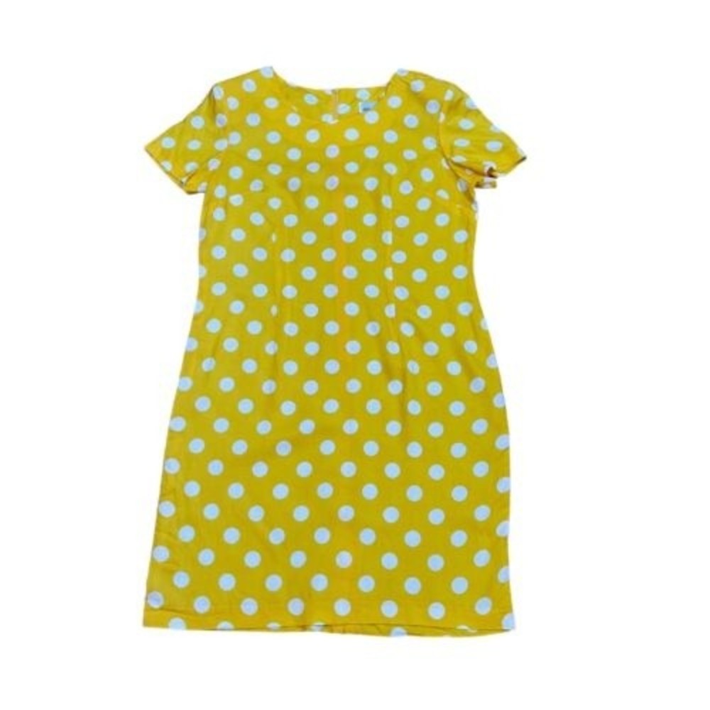 Vintage Retro Dress by Habits Size 14 Yellow Polka Dot Made in USA RUNS SMALL